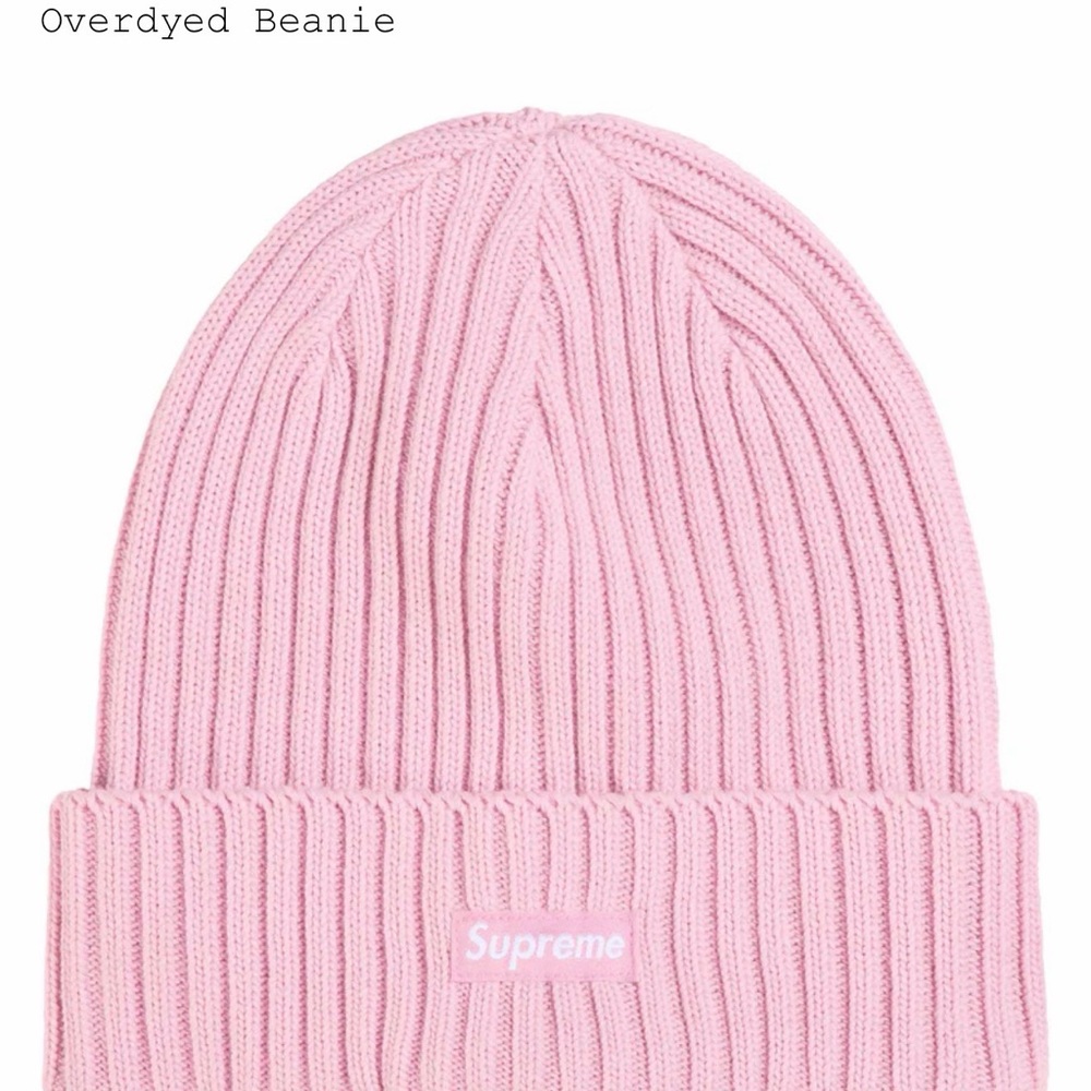 Supreme Pink Ribbed Fold-Over Beanie